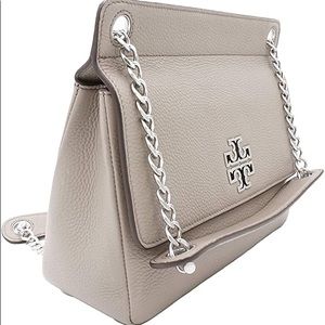 NWT Tory Burch Britten Flap Shoulder Bag in French Gray